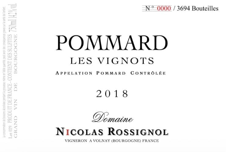Domaine Nicolas Rossignol/pommard Les Vignots
