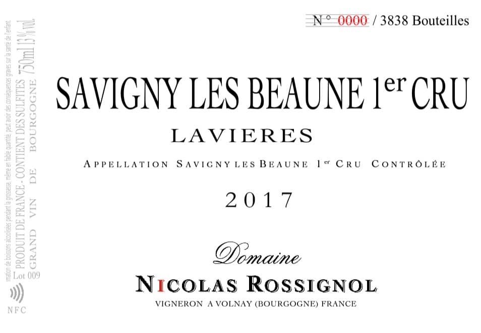 Domaine Nicolas Rossignol/savigny Les Beaune 1er Cru Lavieres.